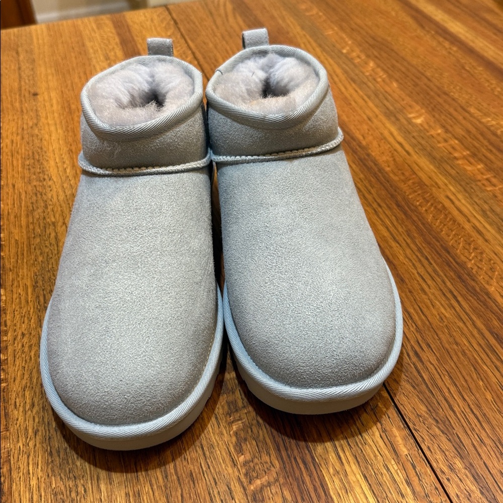 NWT UGG Light Blue Gray Ultra-mini Suade boots - Picture 4 of 9